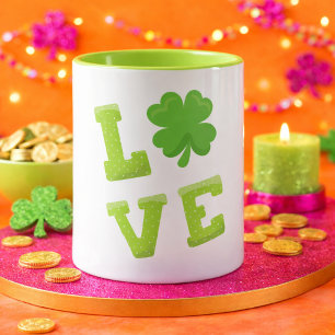 Love Green Block Letters for St Patricks Day Mug