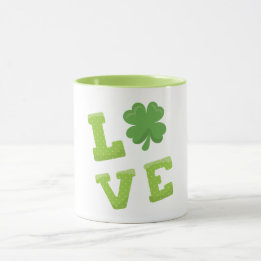 Love Green Block Letters for St Patricks Day Mug