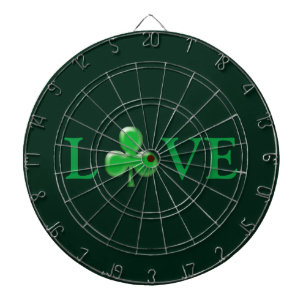 Love Green Clover Shamrock Saint Patrick's Day Dart Board