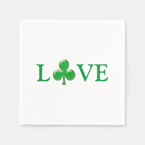 Love Green Clover Shamrock St Patricks Day paper Napkins