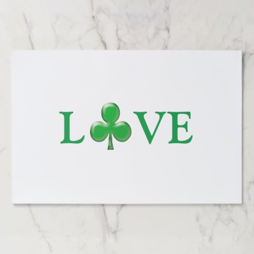 Love green Irish clover shamrock paper placemats