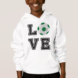 Love Green Soccer Ball - Black Letters Hoodie