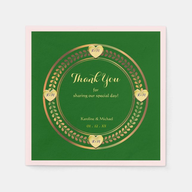 Love Green Weddings Paper Party Events Napkins (Front)