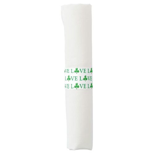 Love Green white Clover Shamrock Pattern modern Napkin Bands