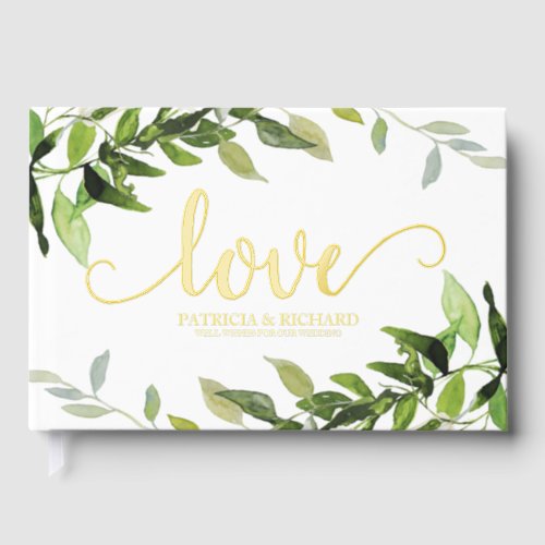 Love Greenery Eucalyptus Bridal Shower Foil Guest Book