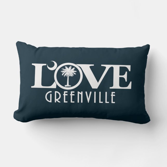 LOVE Greenville South Carolina Lumbar Pillow (Front)