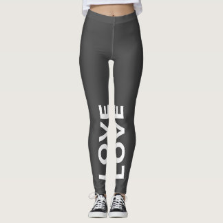 Love Grey Monochrome Classic Text Leggings