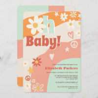 Love Groovy retro rainbow boho baby shower Invitation