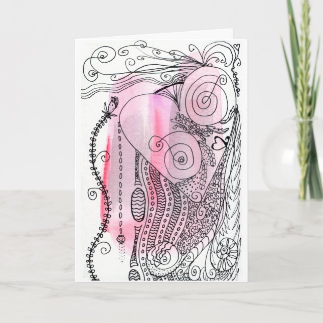 Love Grows Abstract Valentine Pink, Red Holiday Card (Front)