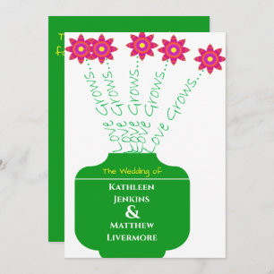 "Love Grows" Bright Floral Wedding Invitation