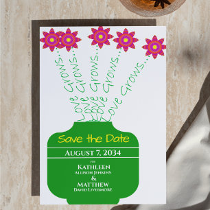 "Love Grows" Bright Floral Wedding Save the Date