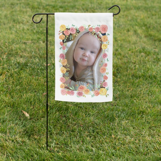 Love Grows Grandma's House Watercolor Roses Photo Garden Flag (In SItu)