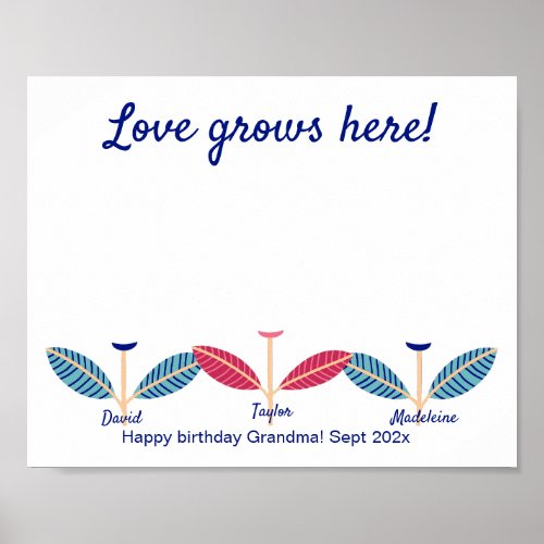 Love Grows Here Handprint Footprint DIY Art Poster