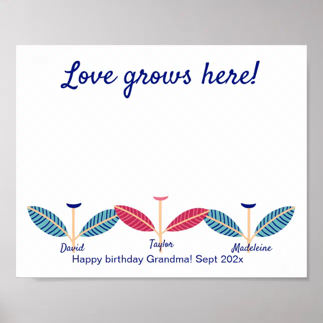 Love Grows Here Handprint Footprint DIY Art Poster | Zazzle