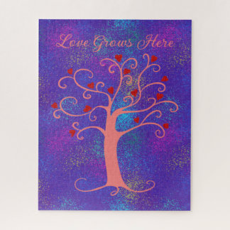 Love Grows Here Heart Tree Jigsaw Puzzle