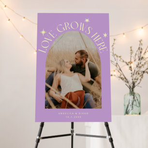 Love Grows Here Lemon Wisteria Photo Wedding Sign