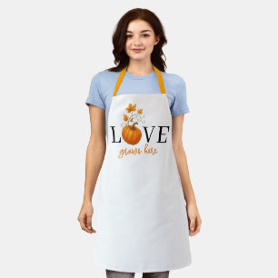 LOVE Grows Here Pumpkin Lettering Autumn Apron