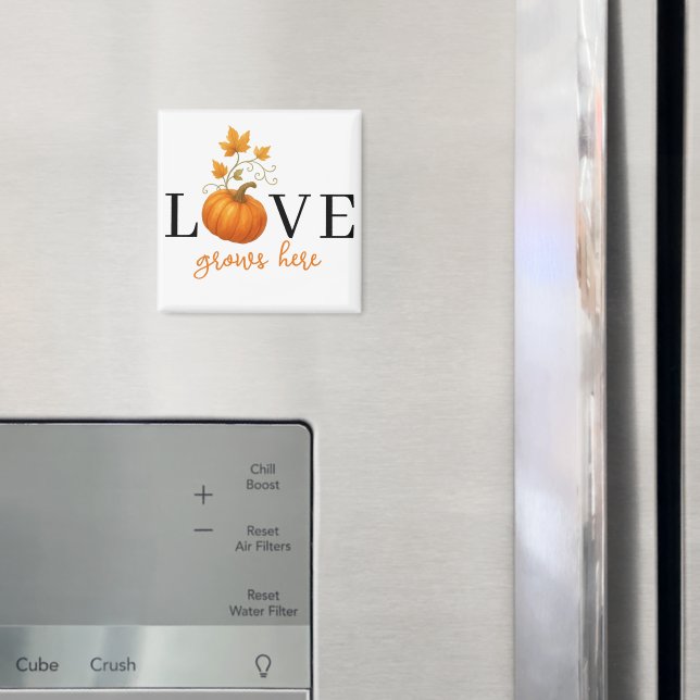 LOVE Grows Here | Pumpkin Lettering Autumn  Magnet (In Situ (Fridge))