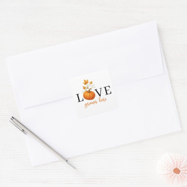 LOVE Grows Here | Pumpkin Lettering Fall Sticker (Envelope)
