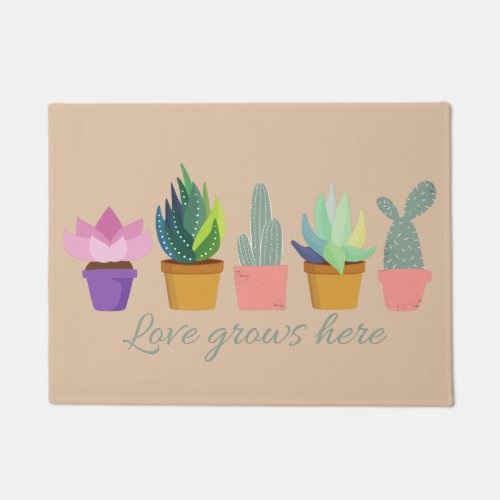 Love Grows Here Succulent Doormat