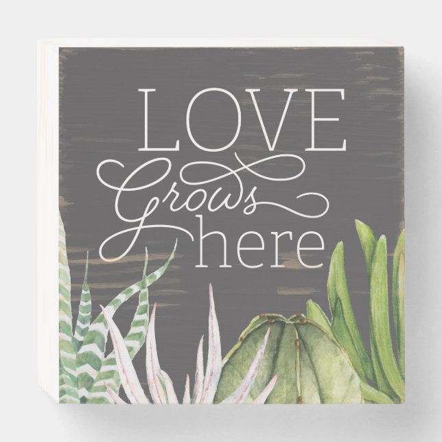 Love Grows Here Wood Sign (Front Horizontal)