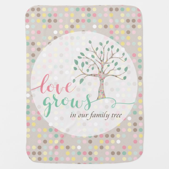Love Grows In Our Family Tree Nursery Receiving Blanket (Front)