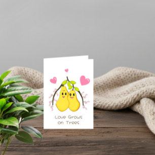 Love Grows on Trees – Cute Pear Couple Valentine’s Holiday Card