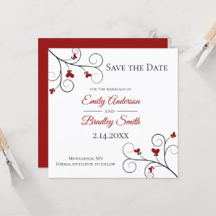 Love Grows Red Hearts Wedding Save the Date Invitation