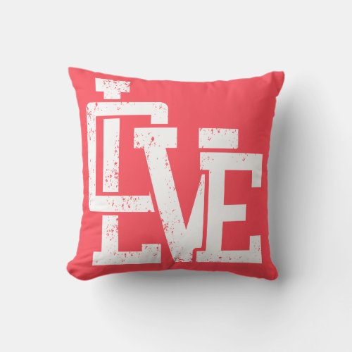 Love grunge elegant typography design in red throw pillow