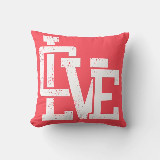 Love grunge elegant typography design in red. throw pillow (Front)
