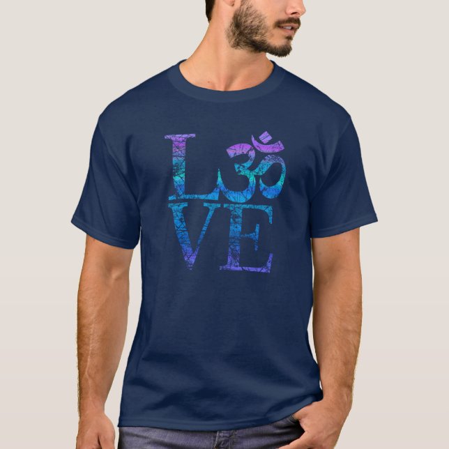 LOVE Grunge OM Symbol Spirituality Yoga T-Shirt (Front)