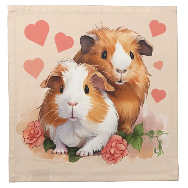 Love Guinea Pigs Cloth Napkin (Front)