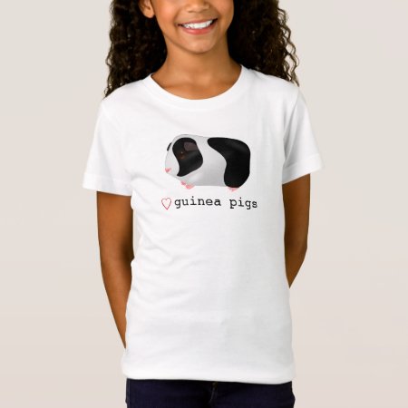 "love Guinea Pigs" Cute Black & White Guinea Pig T-shirt