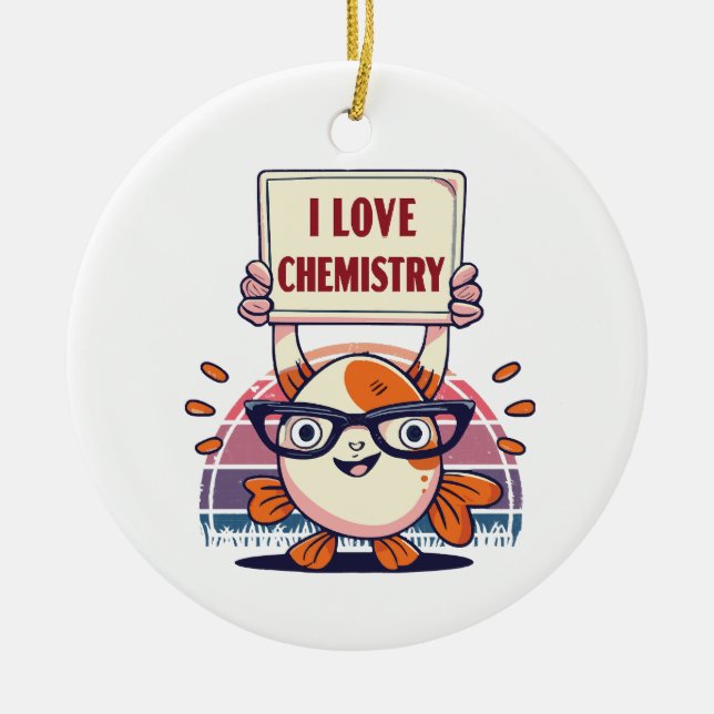Love Guppies and Chemistry Ceramic Ornament (Front)