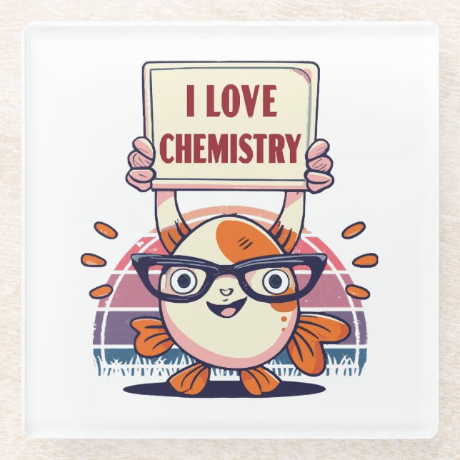 Love Guppies and Chemistry Glass Coaster (Front)