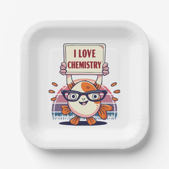 Love Guppies and Chemistry Paper Plates (Front)