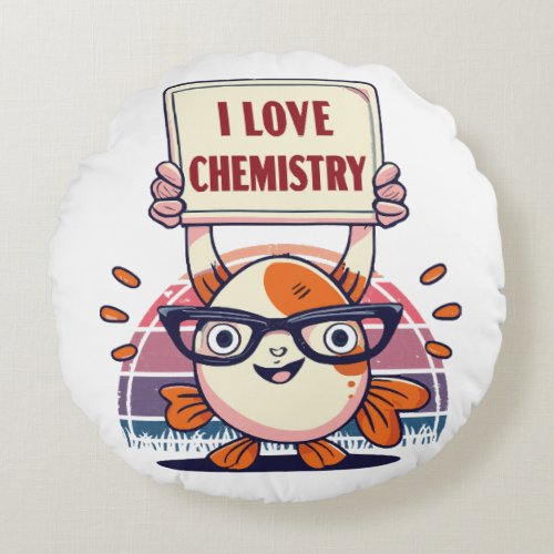 Love Guppies and Chemistry Round Pillow