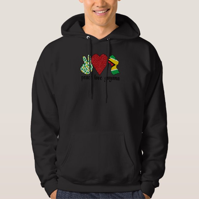 Love Guyana Proud Guyanese Flag Guyanese Roots Hoodie (Front)
