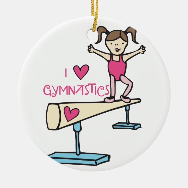 Love Gymnastics Ceramic Ornament (Front)