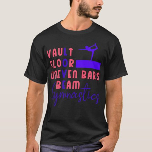 Love Gymnastics Vault Bars Beam Floor Coral T_Shirt