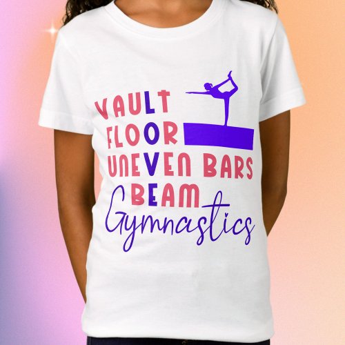Love Gymnastics Vault Bars Beam Floor Coral T_Shirt
