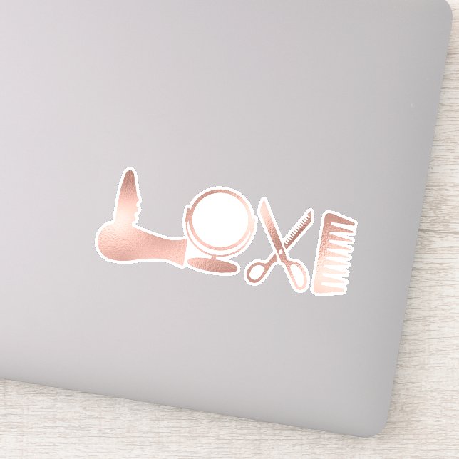 LOVE Hair Stylist Scissors Salon Hairdresser Sticker (Detail)