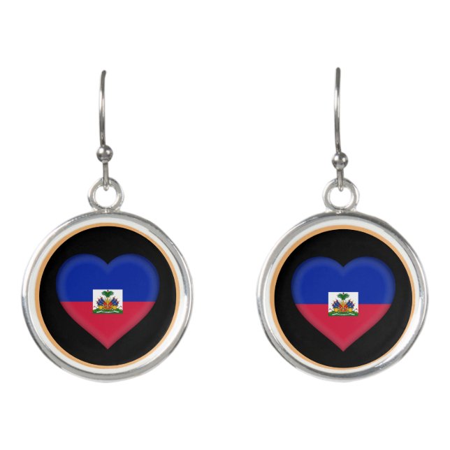 Love Haiti & Haitian flag fashion heart/sport Earrings (Front)