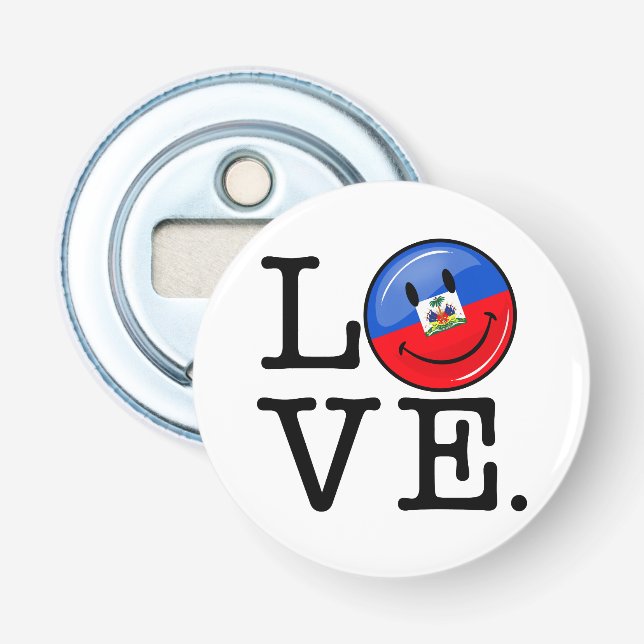 Love Haiti Smiling Flag Bottle Opener (Front)