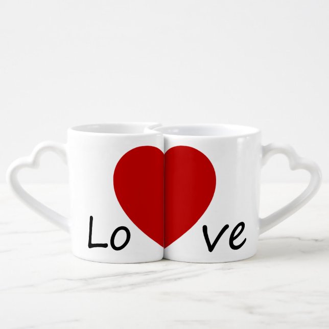 "Love" half a heart for Her and Him Lovers' mug (Back Nesting)