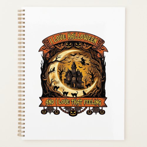 Love Halloween Haunted House Crescent Moon Black C Planner
