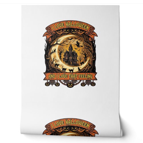 Love Halloween Haunted House Crescent Moon Black C Wallpaper