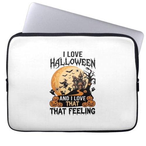 Love Halloween Haunted House Moon Witch Pumpkins_1 Laptop Sleeve