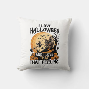 Love Halloween Haunted House Moon Witch Pumpkins_1 Throw Pillow