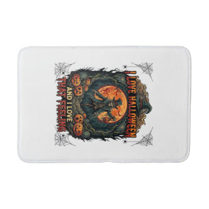 Love Halloween Skeleton Scarecrow Full Moon Pumpki Bath Mat